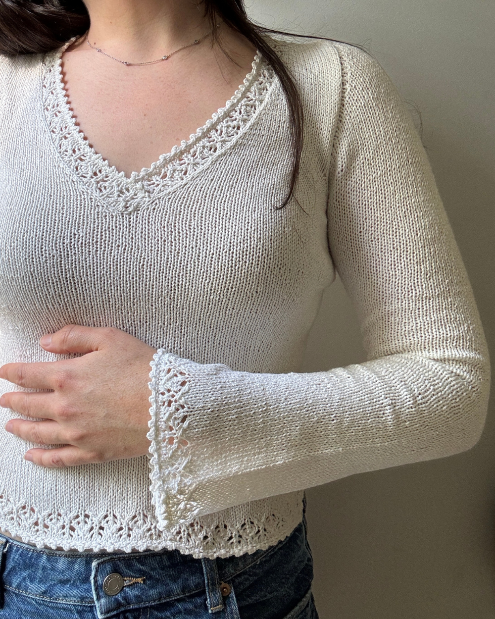 トップス TWILL FLAP SUMMER KNIT TOPS Mia_Windowpane_and_Ophelia_Win